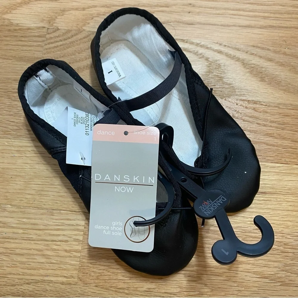 Danskin Black Ballet Shoes Flats NWT Sz 1 Kids Girls Youth